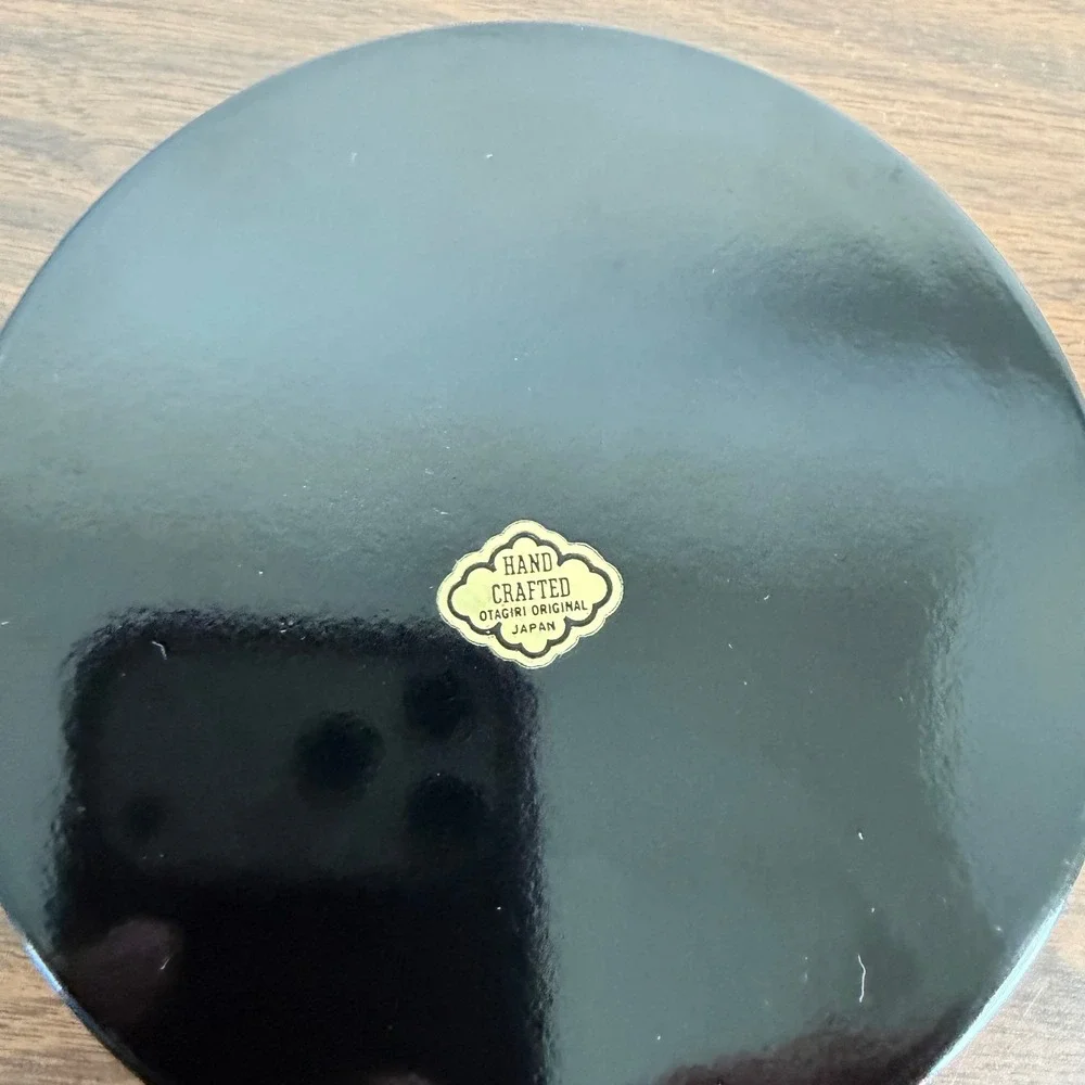 Vintage Otagiri Japan Lacquerware Coaster Set Mother of Pearl Bamboo Inlay 6pc